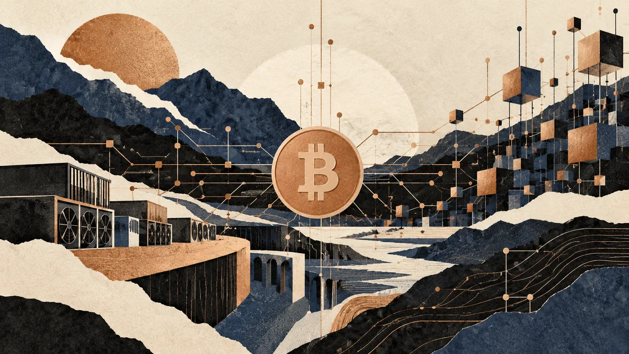 Illustration of a Bitcoin network connecting mining and data